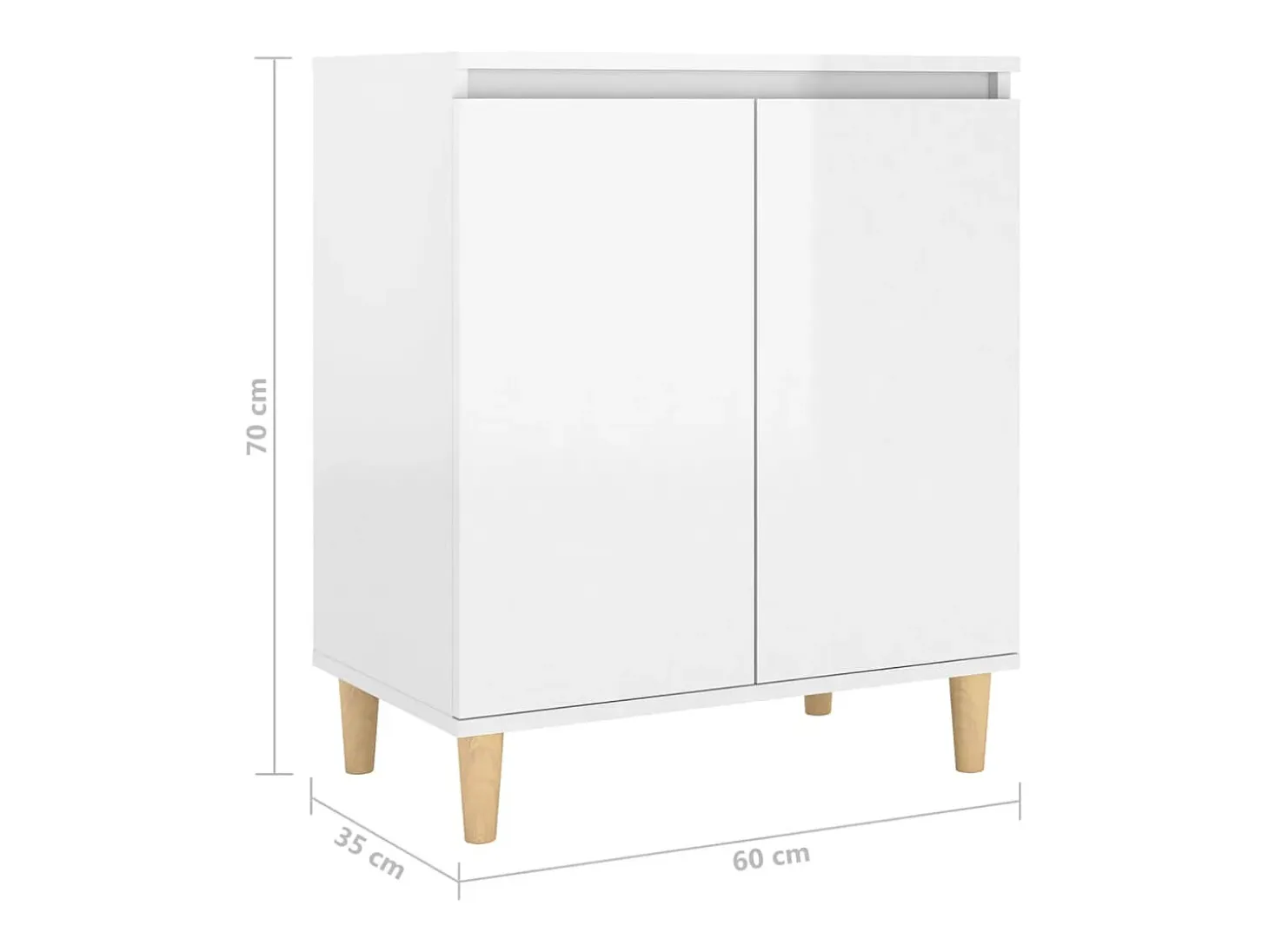 Aparador y patas madera contrachapada blanco brillo 60x35x70 cm