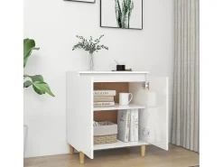 Aparador y patas madera contrachapada blanco brillo 60x35x70 cm
