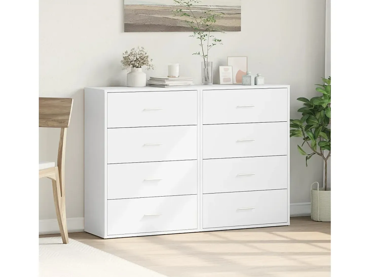 Aparadores 2 piezas blanco 60x31x84 cm madera de ingeniería