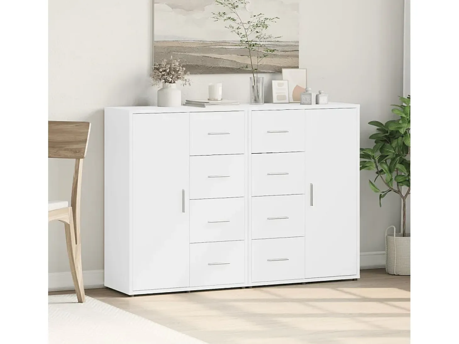 Aparadores 2 piezas blanco 60x31x84 cm madera de ingeniería