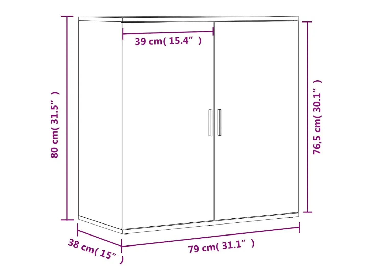 Aparadores 2 piezas blanco 79x38x80 cm madera de ingeniería