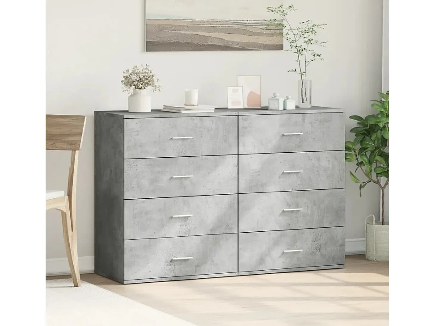 Aparadores 2 piezas gris hormigón 60x39x80 cm madera de ingeniería