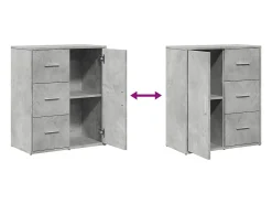 Aparadores 2 piezas gris hormigón 60x31x70 cm madera de ingeniería