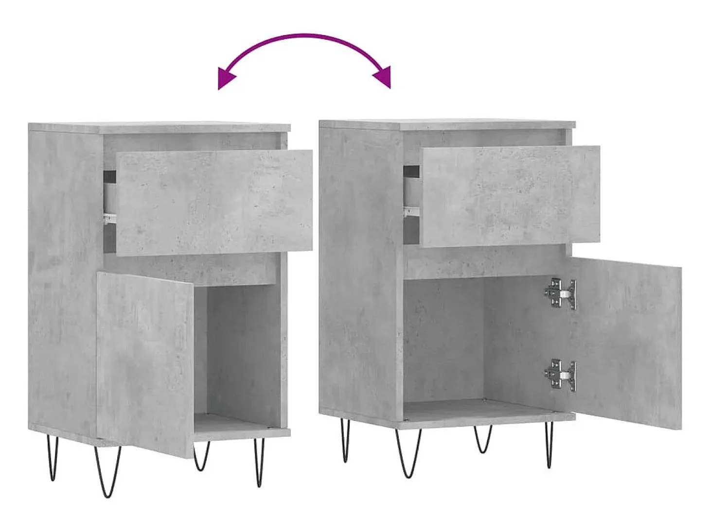 Aparadores 2 piezas gris hormigón 40x35x70 cm madera de ingeniería