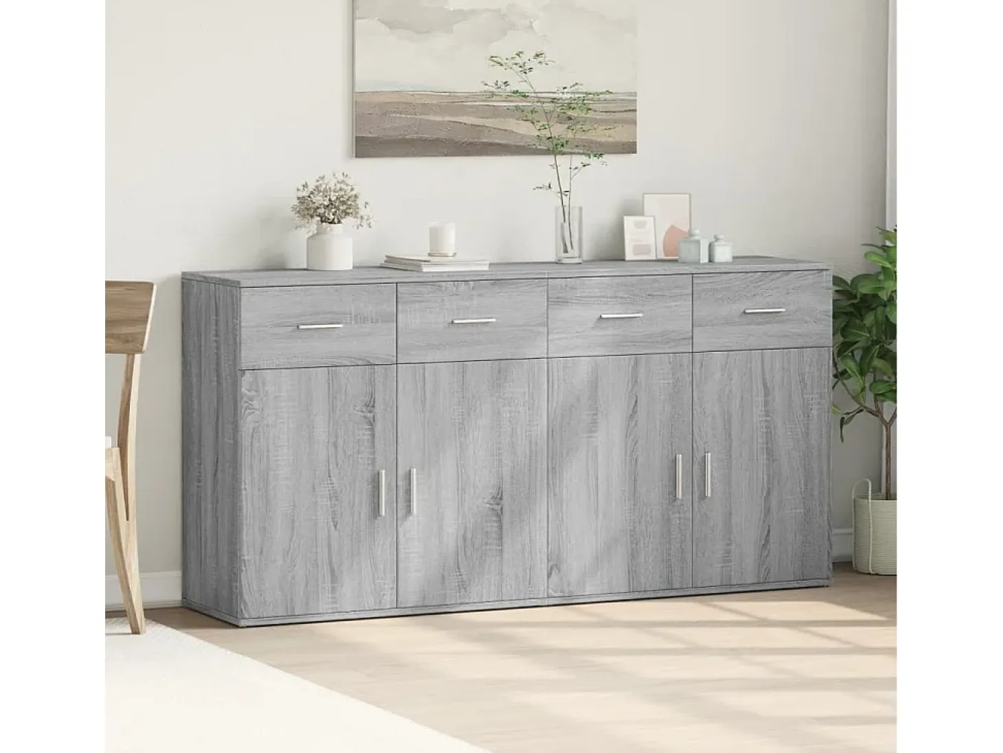Aparadores 2 piezas gris sonoma 79x38x80 cm madera de ingeniería