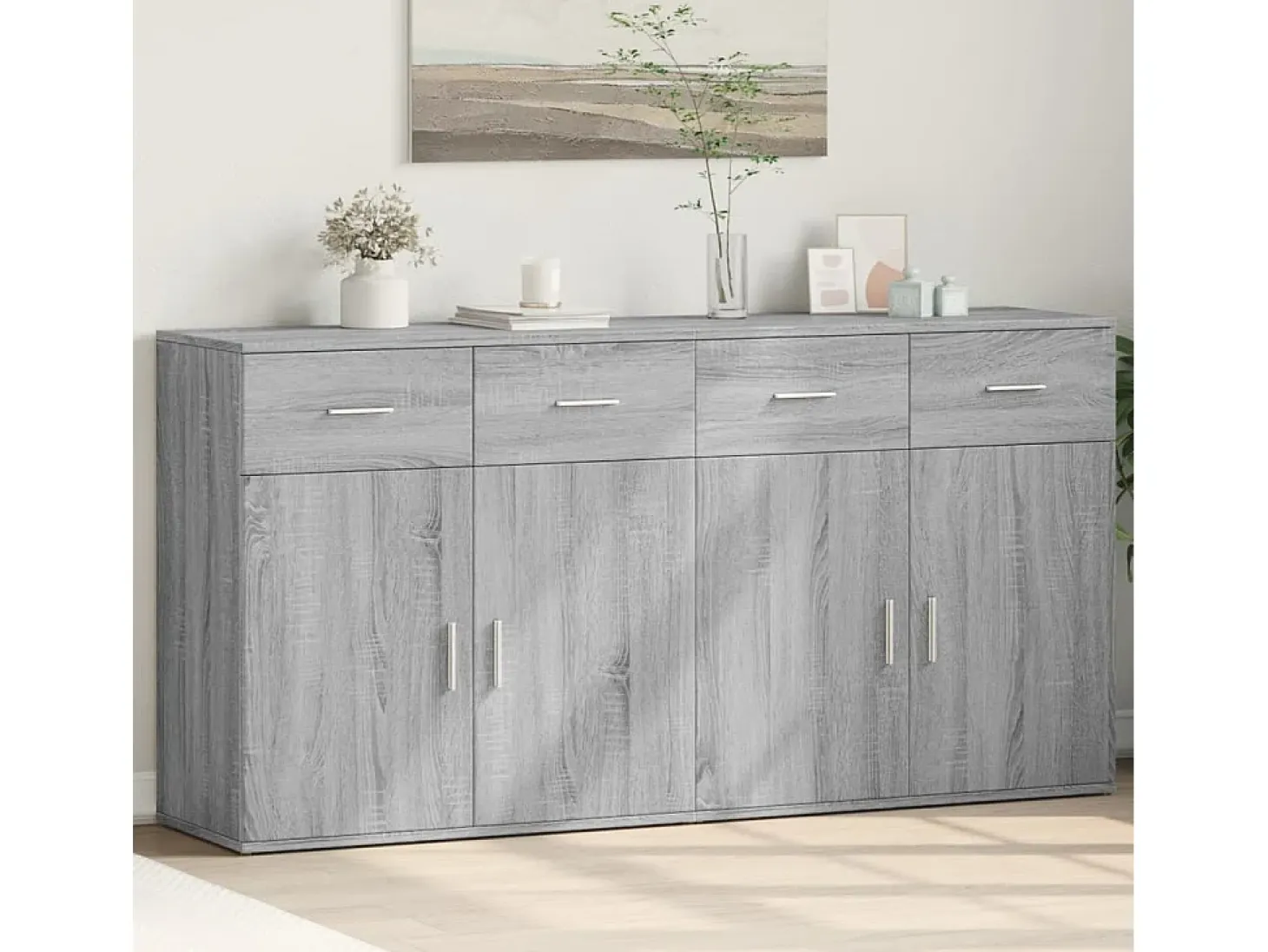 Aparadores 2 piezas gris sonoma 79x38x80 cm madera de ingeniería