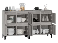 Aparadores 2 piezas gris sonoma 60x35x70 cm madera de ingeniería