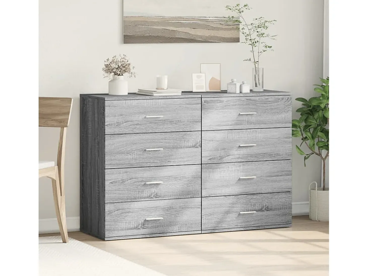Aparadores 2 piezas gris sonoma 60x39x80 cm madera de ingeniería