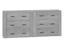 Aparadores 2 piezas madera contrachapada gris Sonoma
