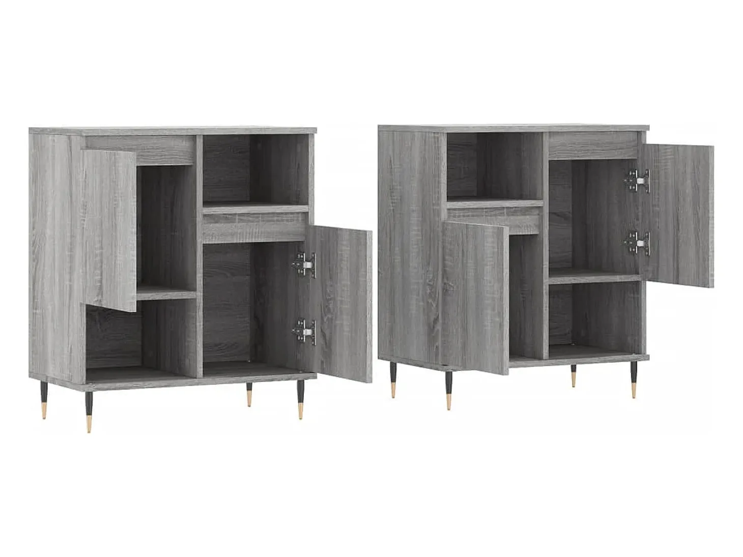 Aparadores 2 piezas madera contrachapada gris Sonoma