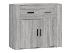 Aparadores 3 piezas madera contrachapada gris Sonoma