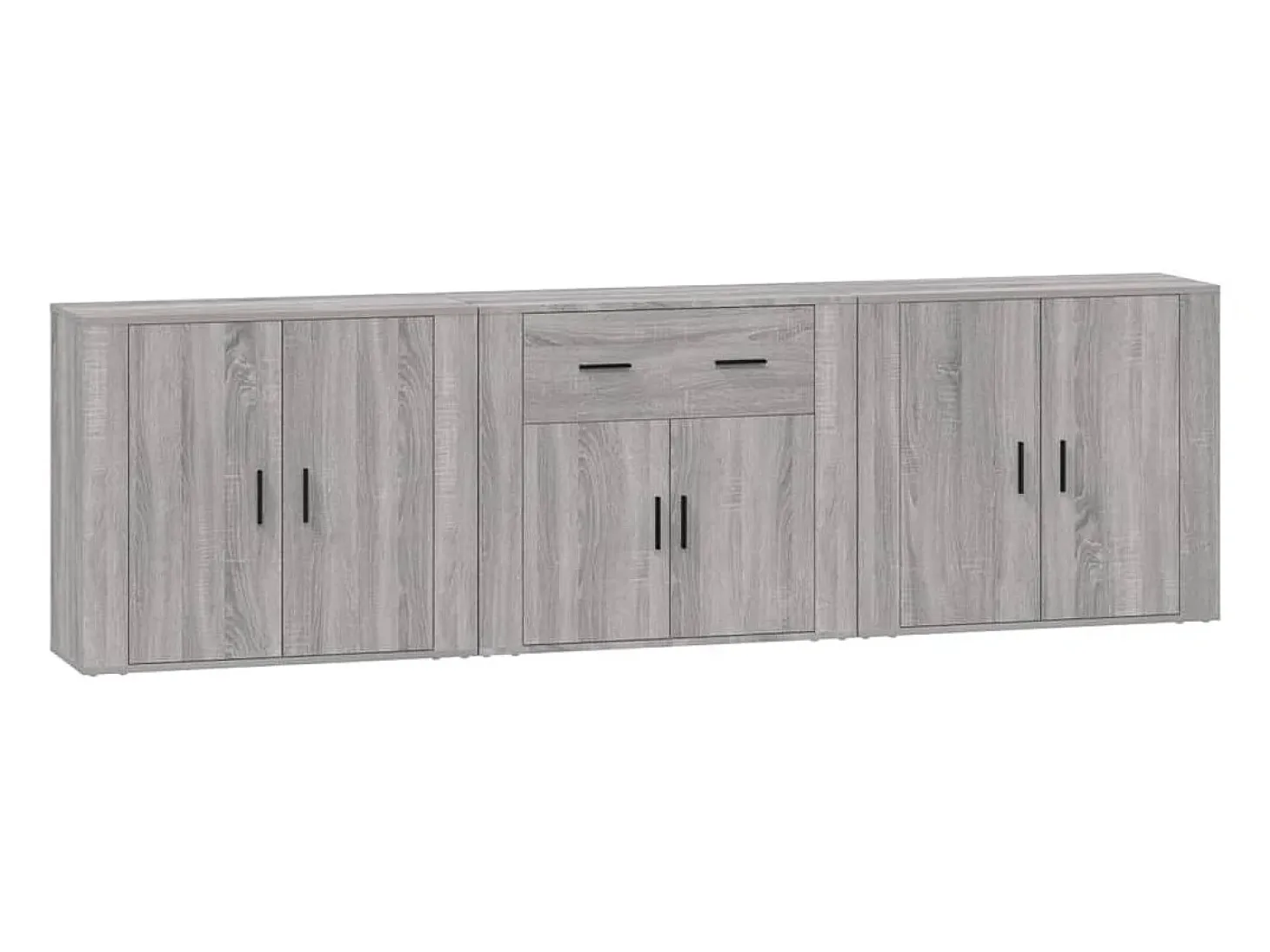 Aparadores 3 piezas madera contrachapada gris Sonoma