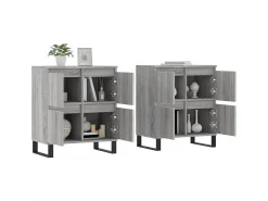 Aparadores 2 piezas madera contrachapada gris Sonoma ES36855