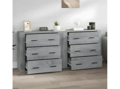 Aparadores 2 piezas madera contrachapada gris Sonoma