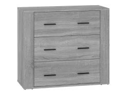 Aparadores 3 piezas madera contrachapada gris Sonoma