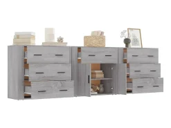 Aparadores 3 piezas madera contrachapada gris Sonoma ES51302