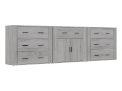Aparadores 3 piezas madera contrachapada gris Sonoma ES51302