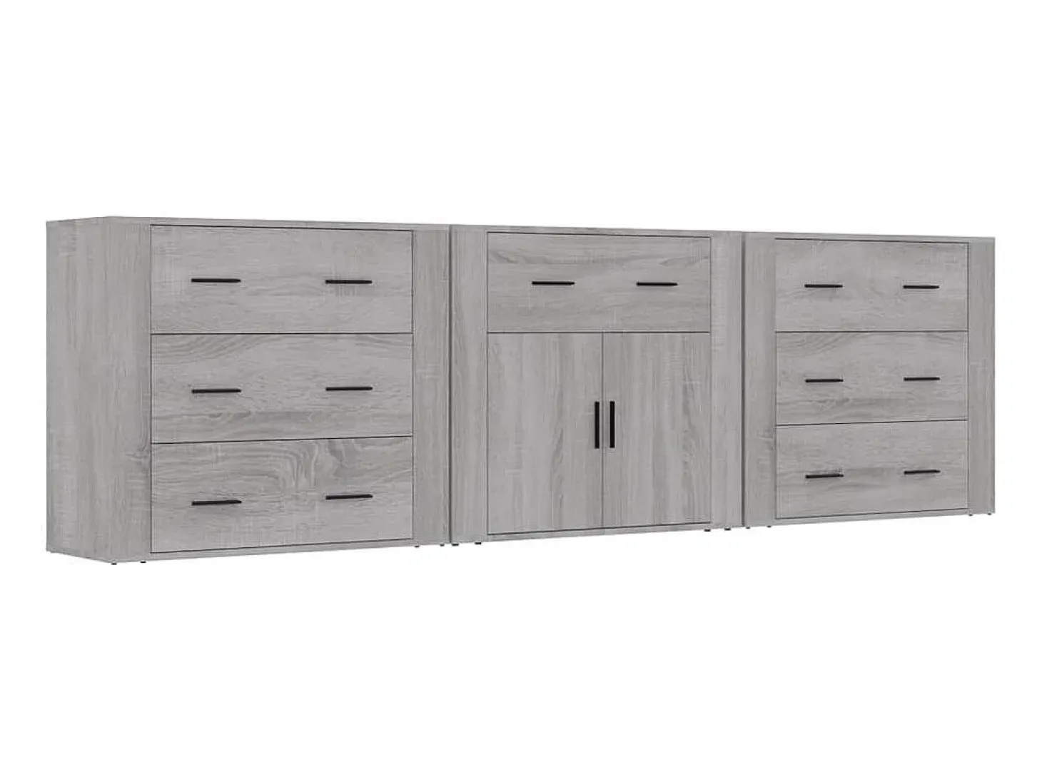 Aparadores 3 piezas madera contrachapada gris Sonoma ES51302