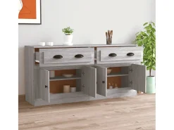 Aparadores 2 piezas madera contrachapada gris Sonoma ES78552