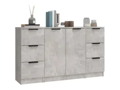 Aparadores 3 piezas madera contrachapada gris cemento ES12626