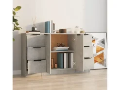 Aparadores 3 piezas madera contrachapada gris cemento ES12626