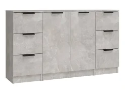 Aparadores 3 piezas madera contrachapada gris cemento ES12626