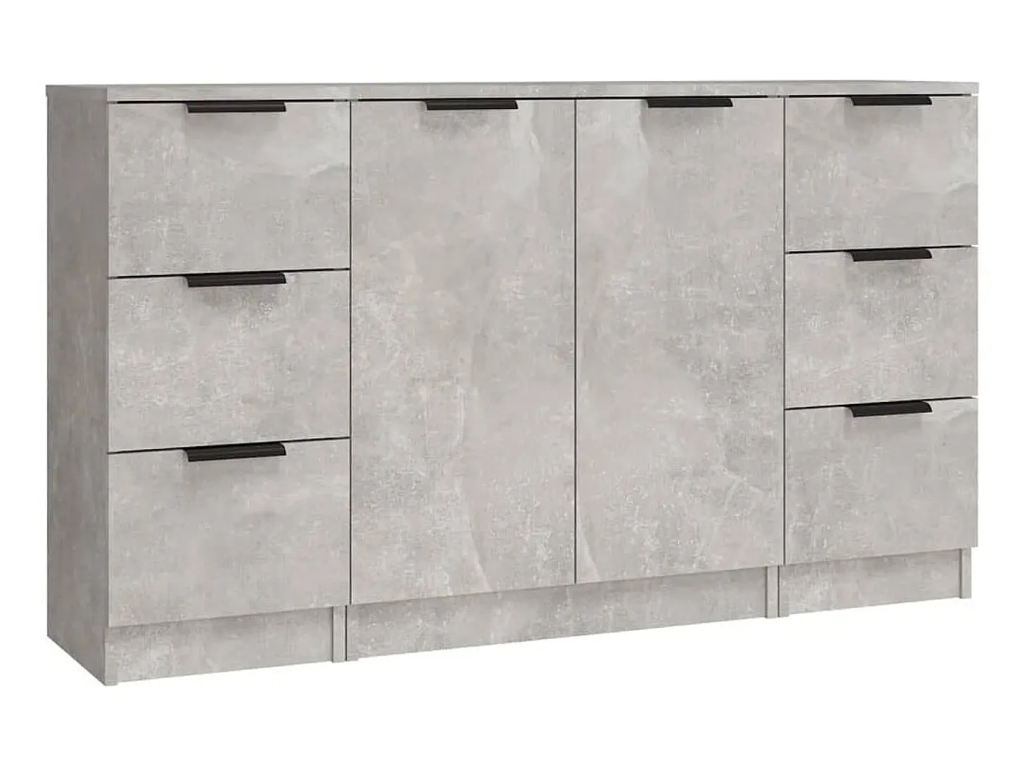 Aparadores 3 piezas madera contrachapada gris cemento ES12626