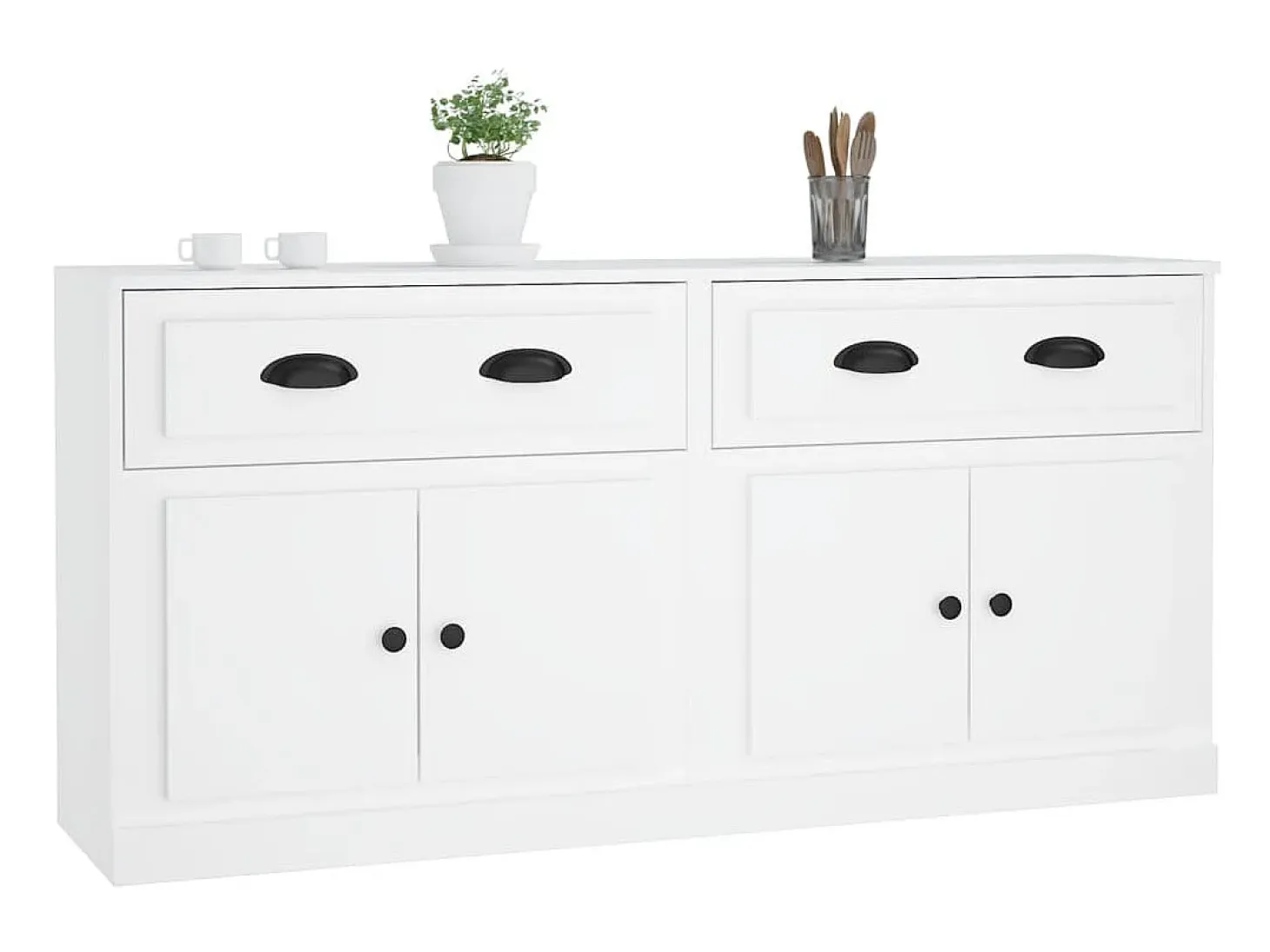 Aparadores 2 piezas madera contrachapada blanco ES93418