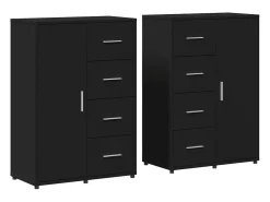 Aparadores 2 piezas negro 60x31x84 cm madera de ingeniería