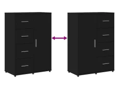 Aparadores 2 piezas negro 60x31x84 cm madera de ingeniería