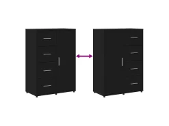 Aparadores 2 piezas negro 60x31x84 cm madera de ingeniería