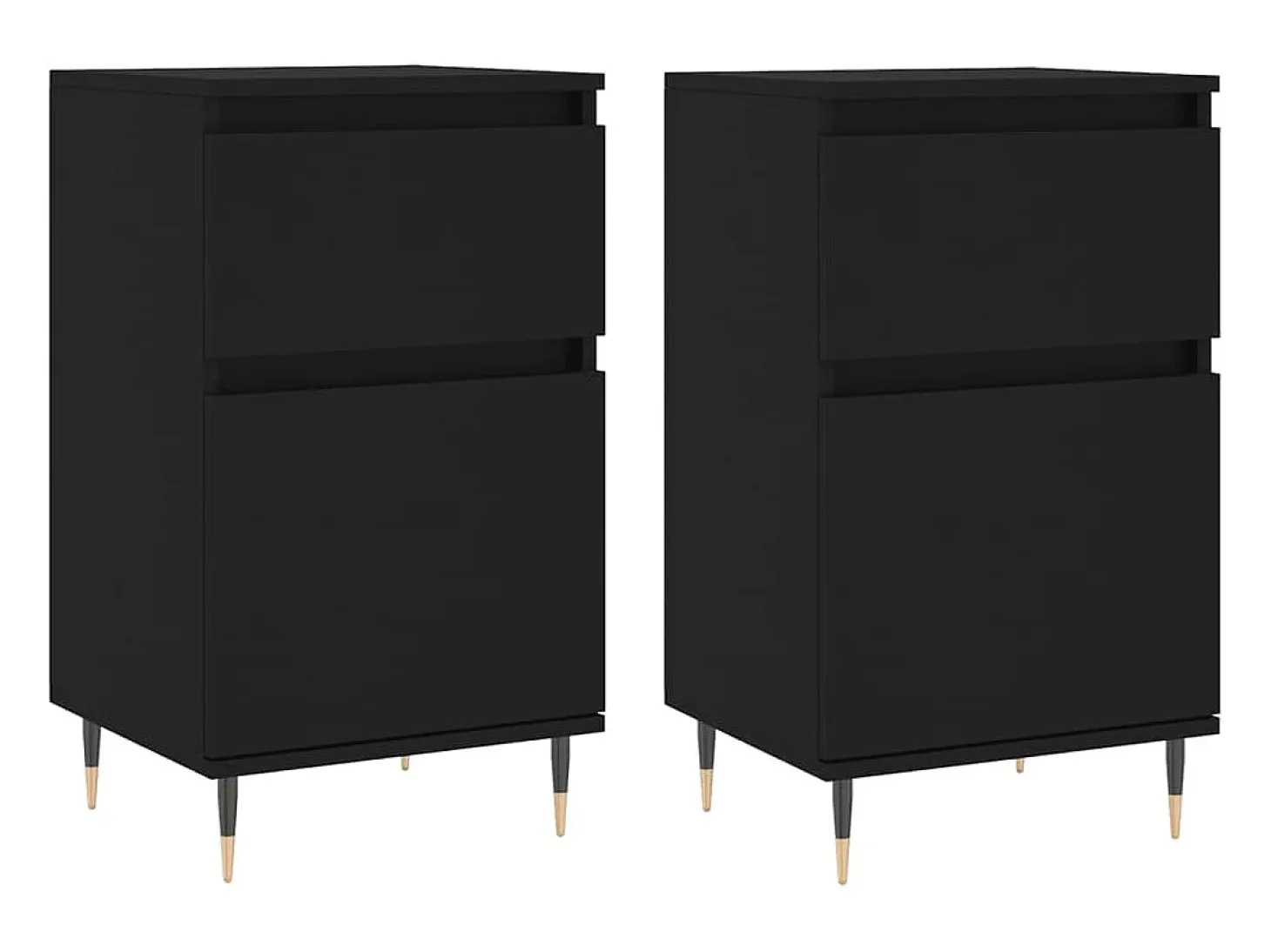 Aparadores 2 piezas negro 40x35x70 cm madera de ingeniería