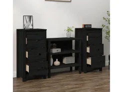 Aparadores 2 piezas negro 40x35x80 cm madera maciza de pino
