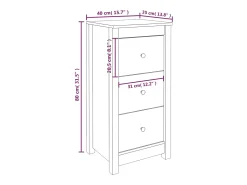 Aparadores 2 piezas negro 40x35x80 cm madera maciza de pino