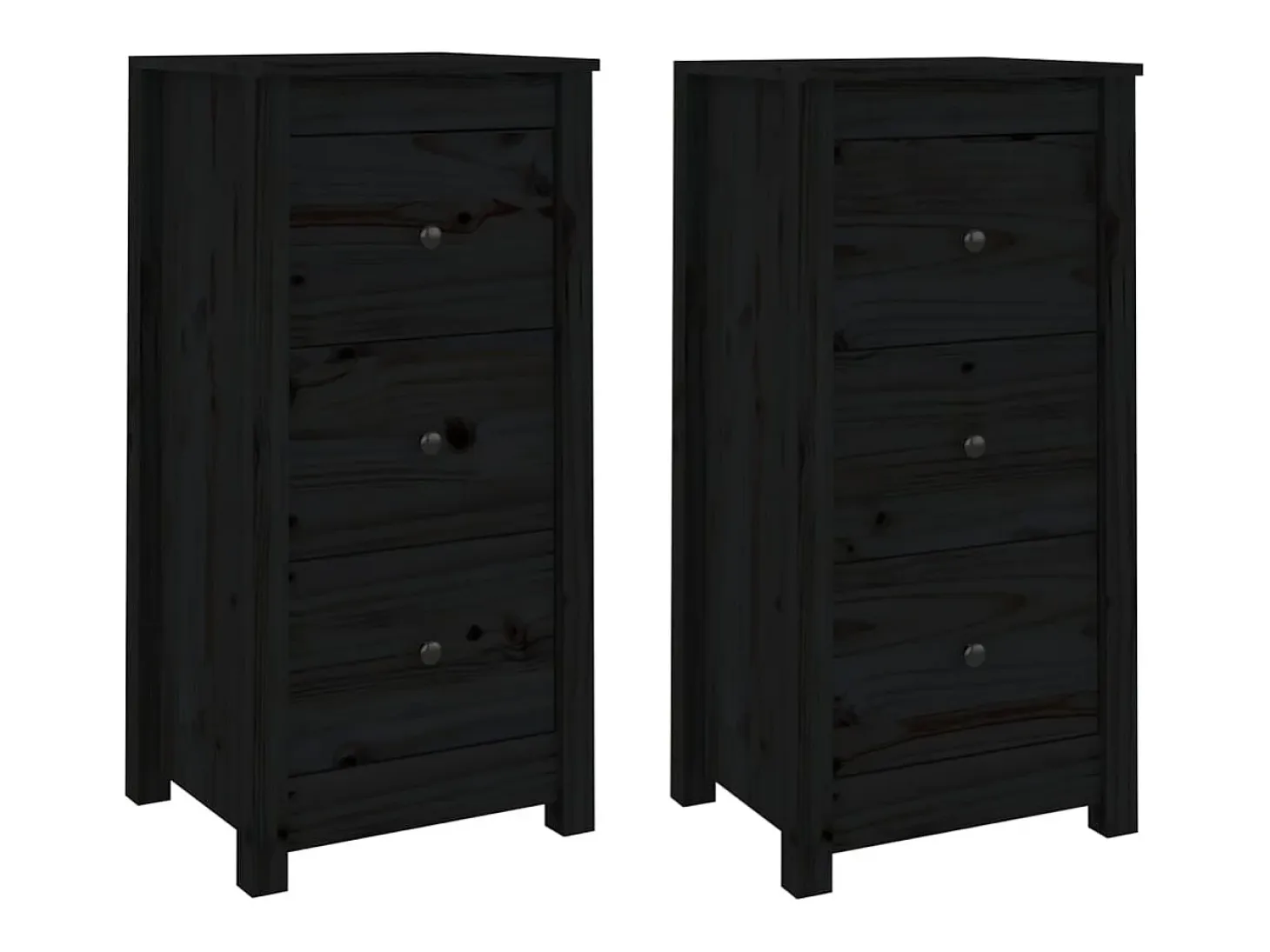 Aparadores 2 piezas negro 40x35x80 cm madera maciza de pino