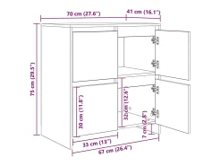 Aparadores 2 piezas Roble negro 70 x 41 x 75 cm Madera de ingeniería