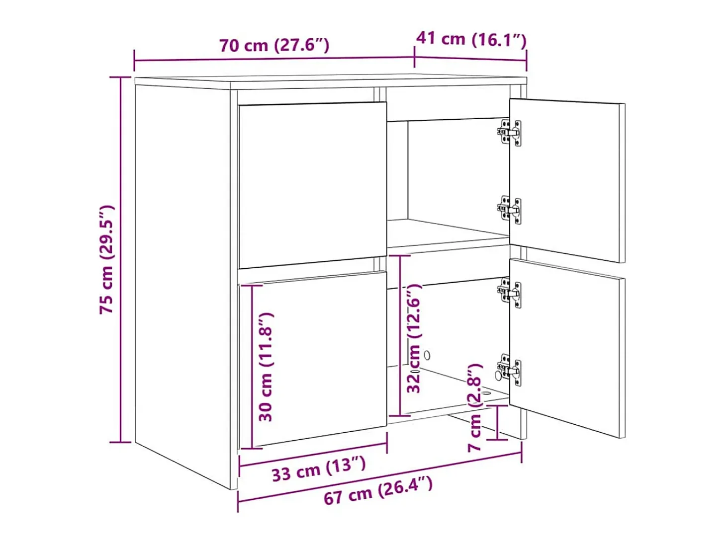 Aparadores 2 piezas Roble negro 70 x 41 x 75 cm Madera de ingeniería