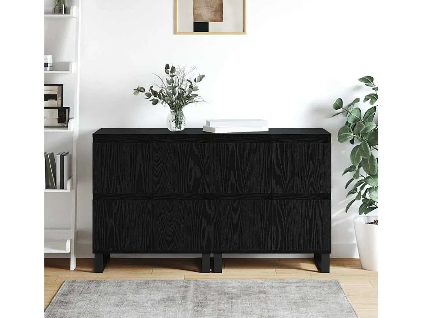 Aparadores 2 piezas Roble negro 120 x 35 x 70 cm Madera de ingeniería