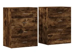 Aparadores 2 piezas roble ahumado 60x39x80 cm madera de ingeniería