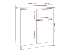 Aparadores 2 piezas Roble Sonoma 60x30x70 cm Madera de ingeniería