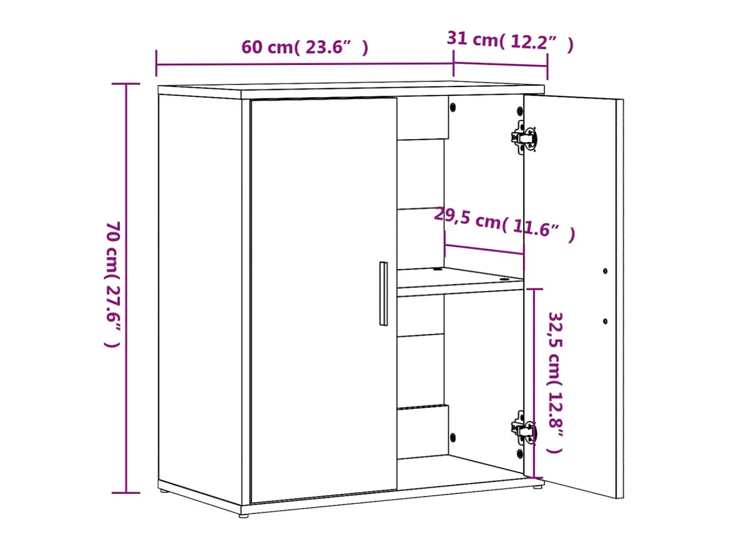 Aparadores 2 piezas roble ahumado 60x31x70 cm madera de ingeniería