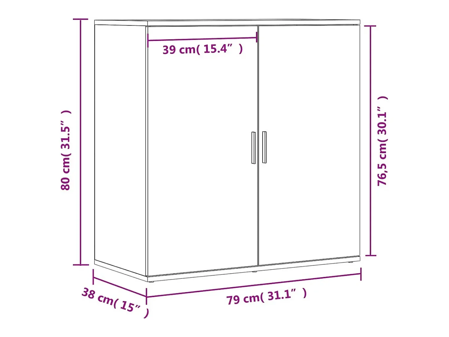 Aparadores 2 piezas roble sonoma 79x38x80 cm madera de ingeniería