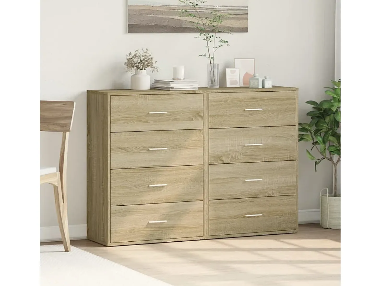 Aparadores 2 piezas roble sonoma 60x31x84 cm madera de ingeniería