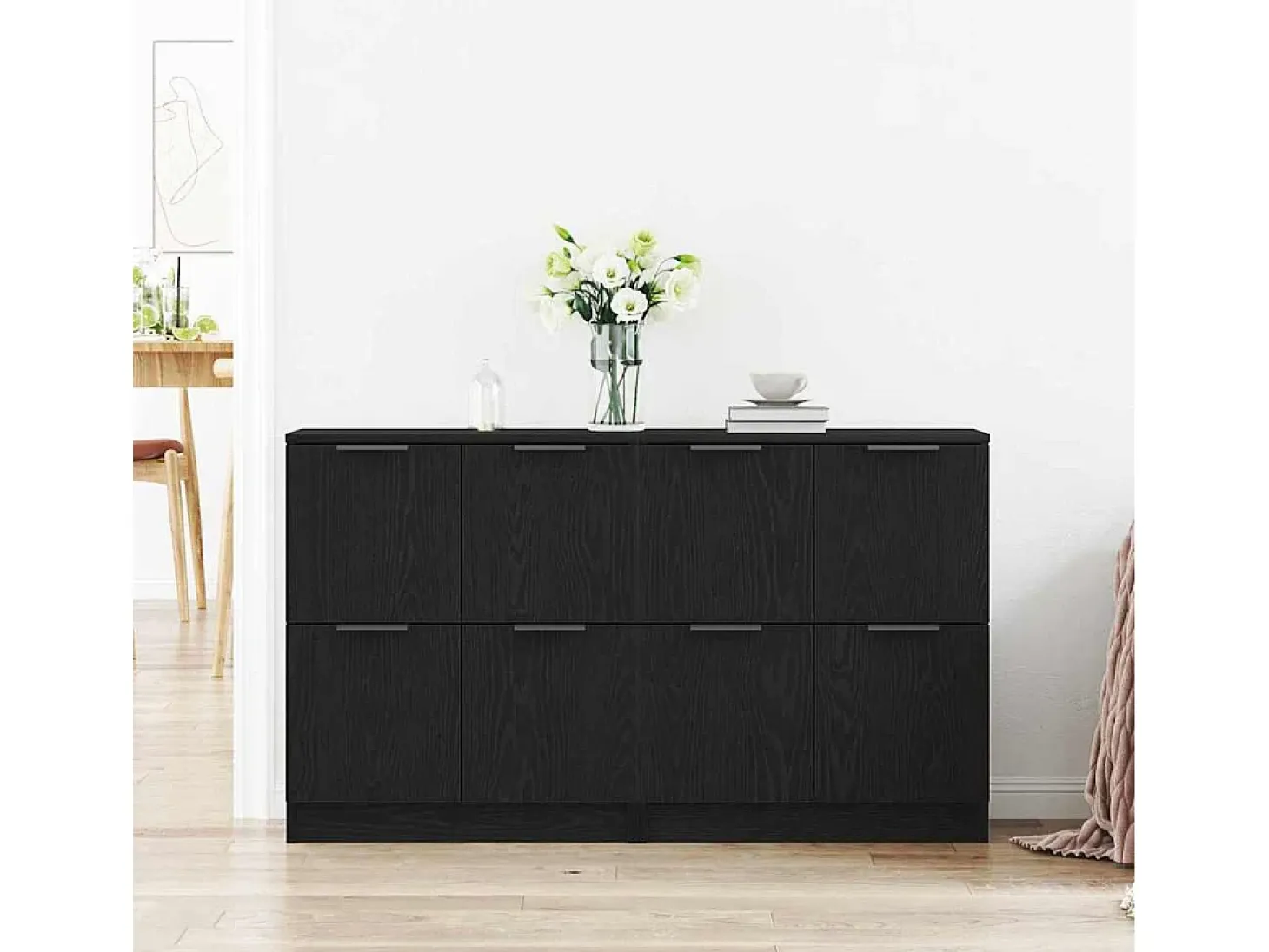 Aparadores 2 piezas Roble Negro 60x30x70 cm Madera de ingeniería