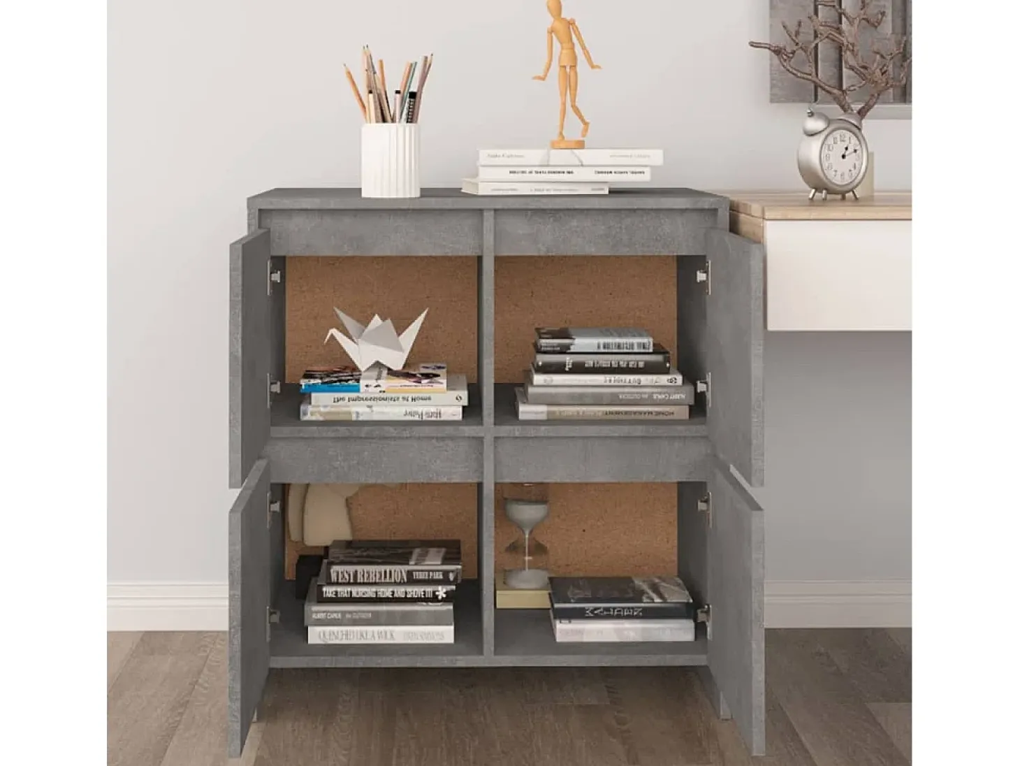 Aparadores 2 uds Gris Hormigón 70x41x75 cm Madera de ingeniería