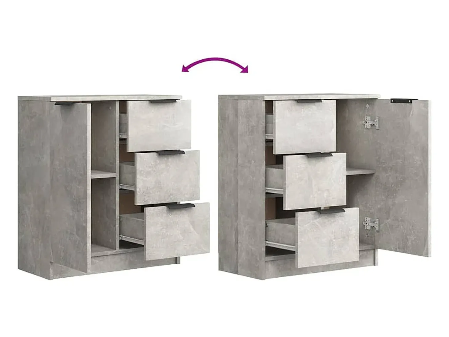 Aparadores 2 uds Gris hormigón 60x30x70 cm Madera de ingeniería