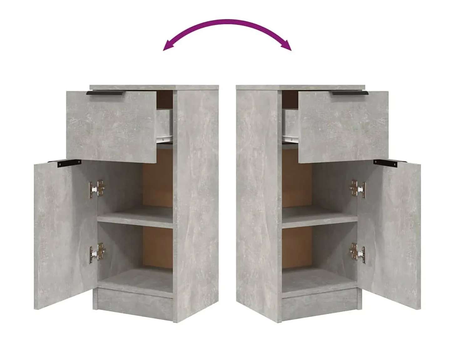 Aparadores 2 uds Gris hormigón 30x30x70 cm Madera de ingeniería