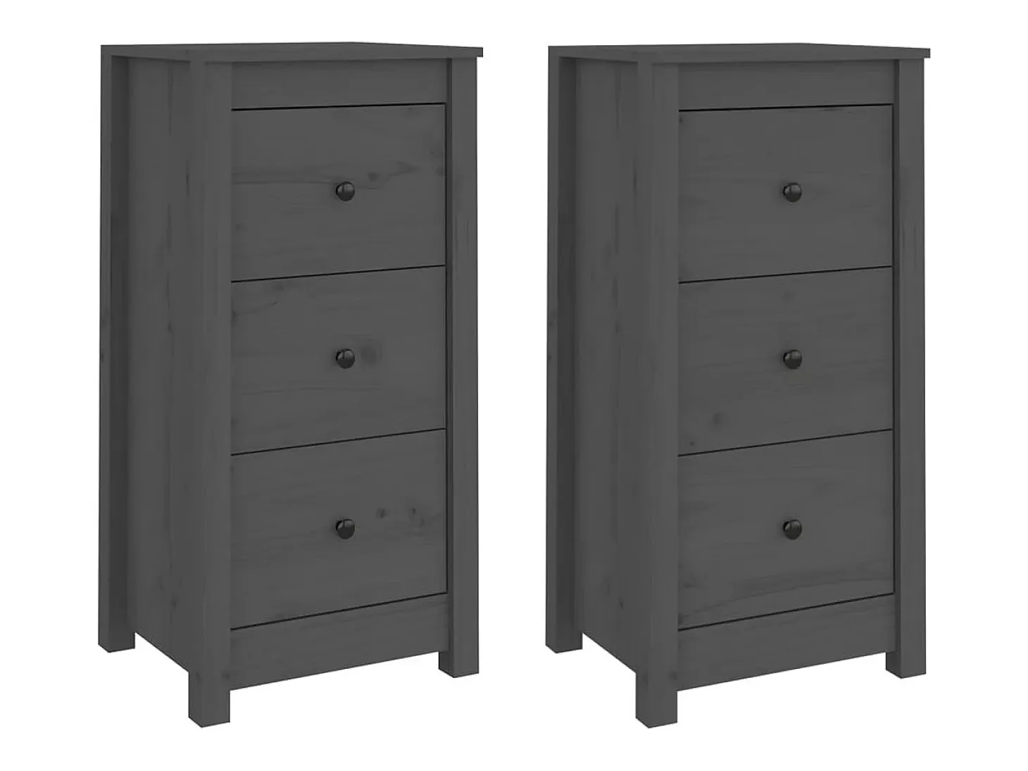 Aparadores 2 uds Gris 40x35x80 cm Madera maciza de pino