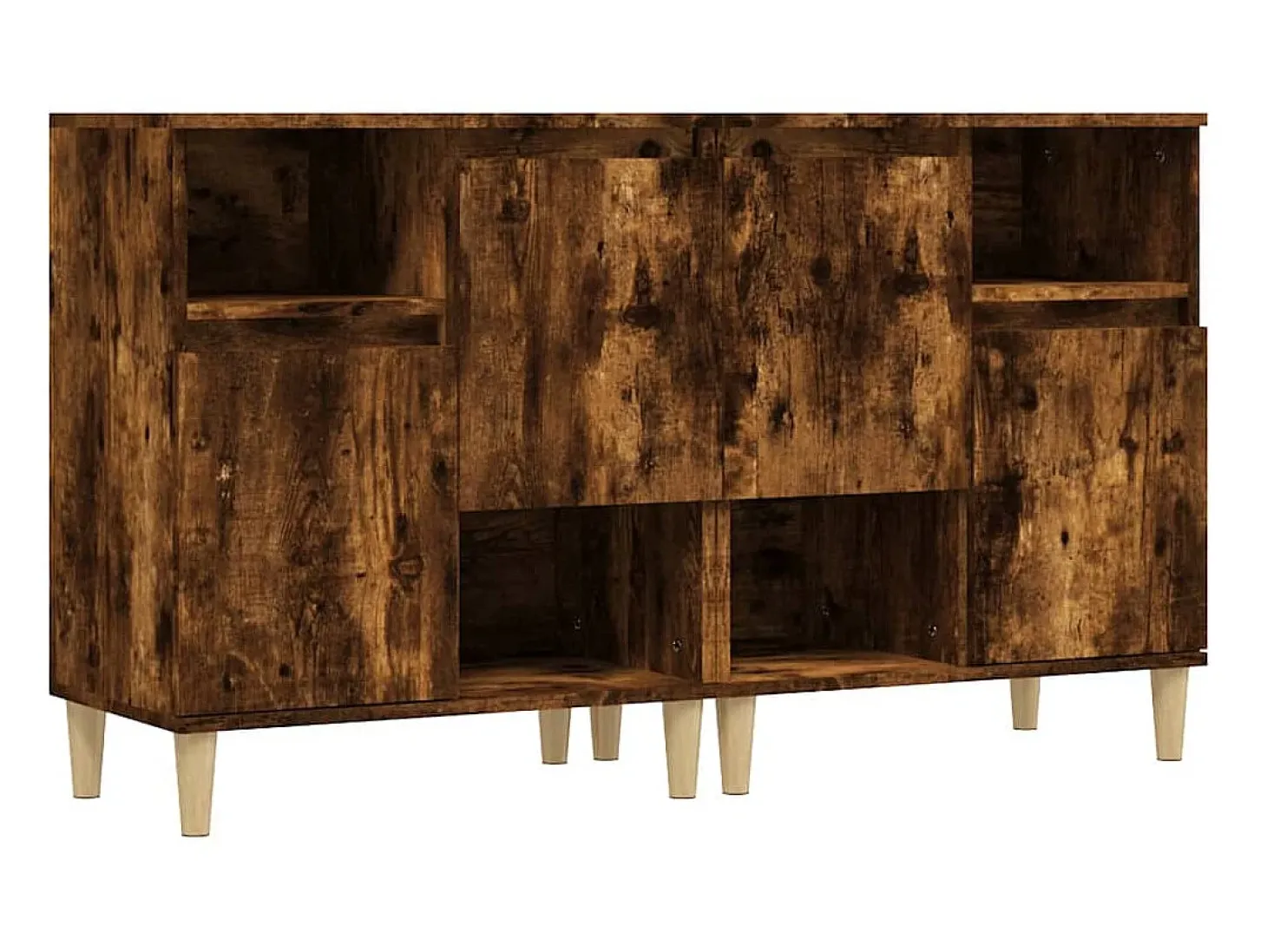 Aparadores 2 uds madera contrachapada roble ahumado 60x35x70 cm ES88874