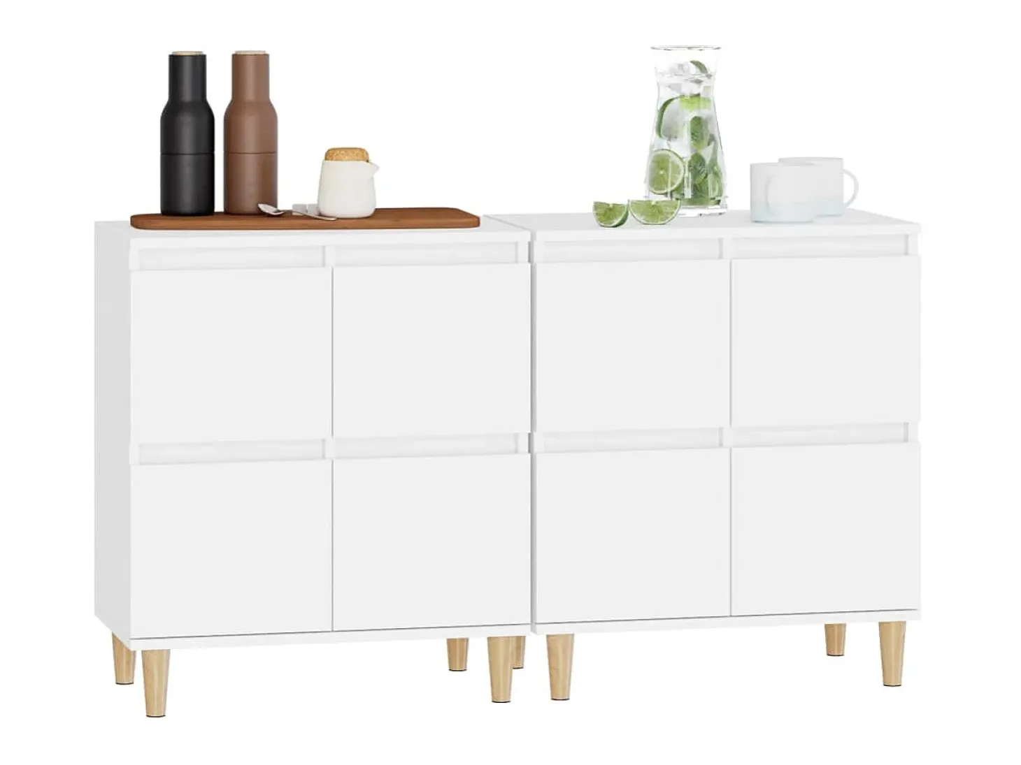 Aparadores 2 uds madera contrachapada blanco 60x35x70 cm ES76954